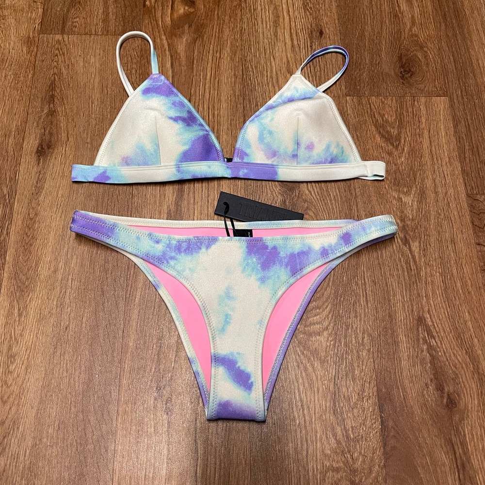 Tie-Dye Pastel Two-Piece Bikini Set - Pink & Purple